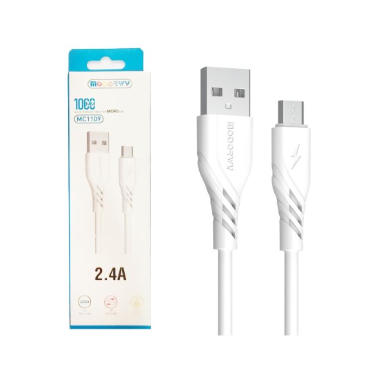 Cabo Modorwy MC1109 Micro 2,4A 1m Branco Cabo Modorwy MC1109 Micro 2,4A 1m Branco